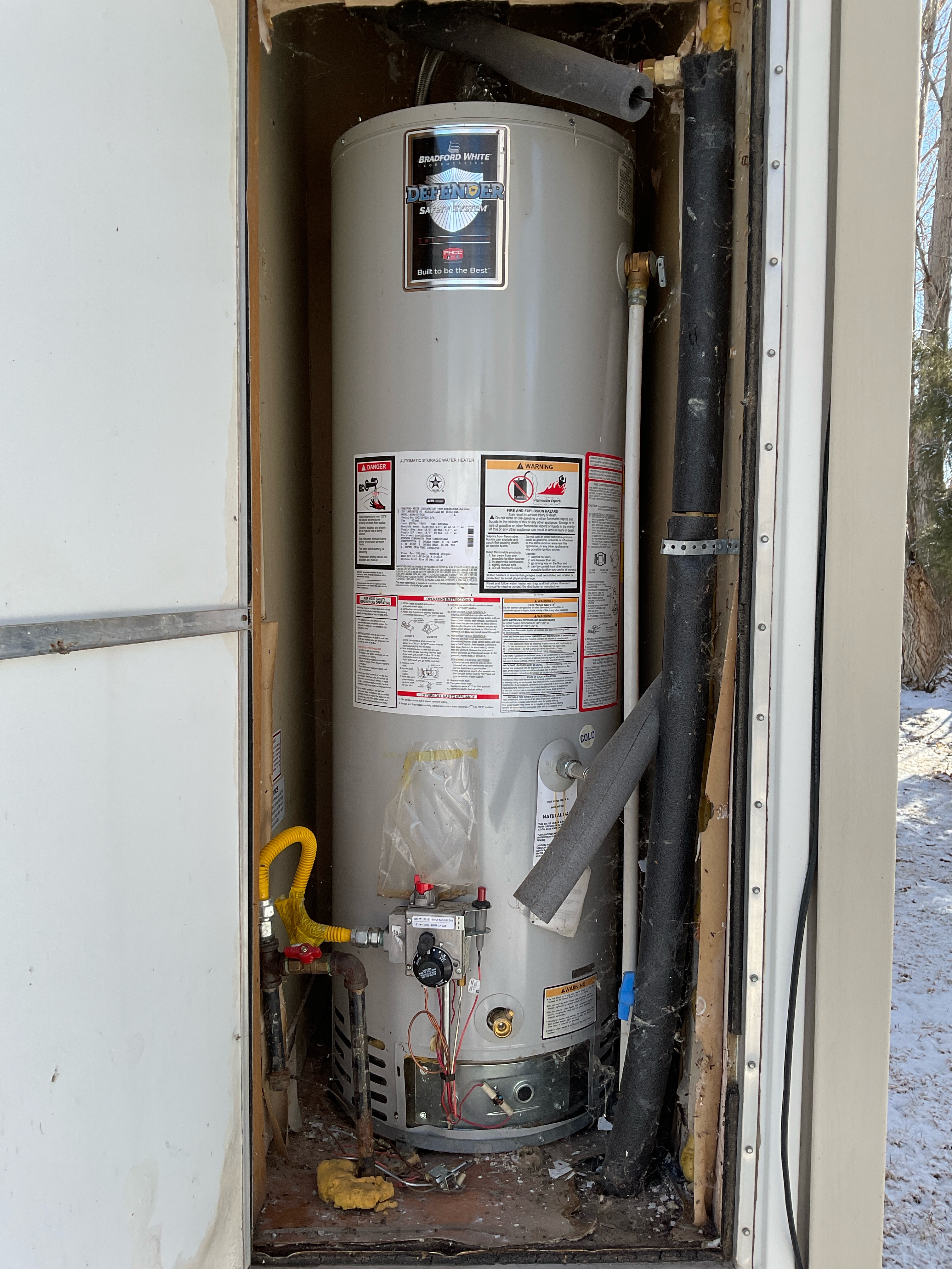 location of the water heater in a mobile home