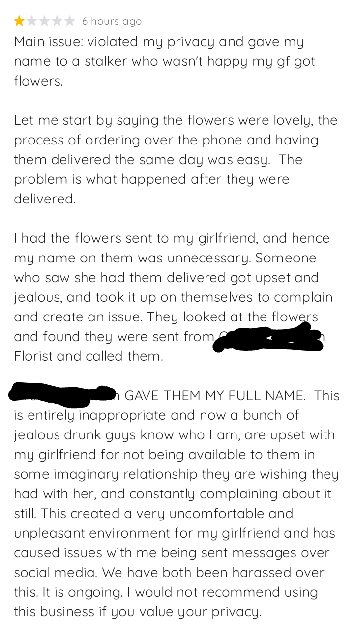 is sending flowers harassment:can sending flowers be considered harassment