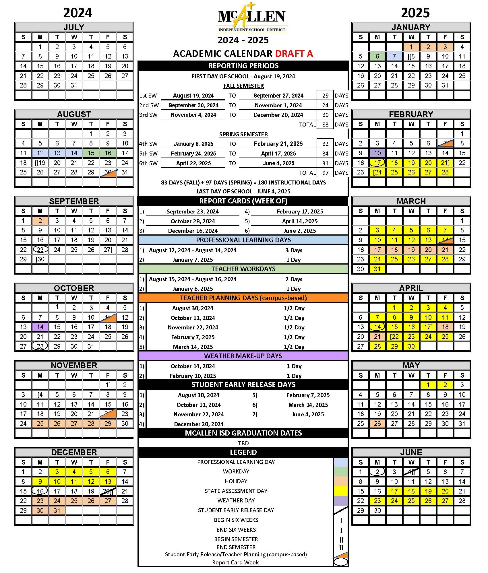 mcallen isd calendar:mcallen independent school district academic schedule