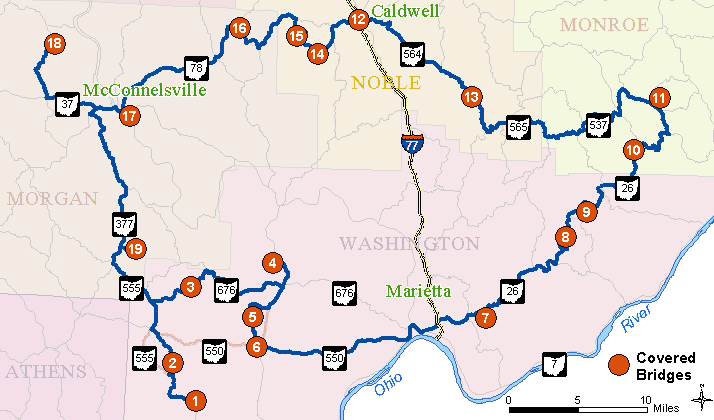 ohio covered bridge map：ohio covered bridge guide