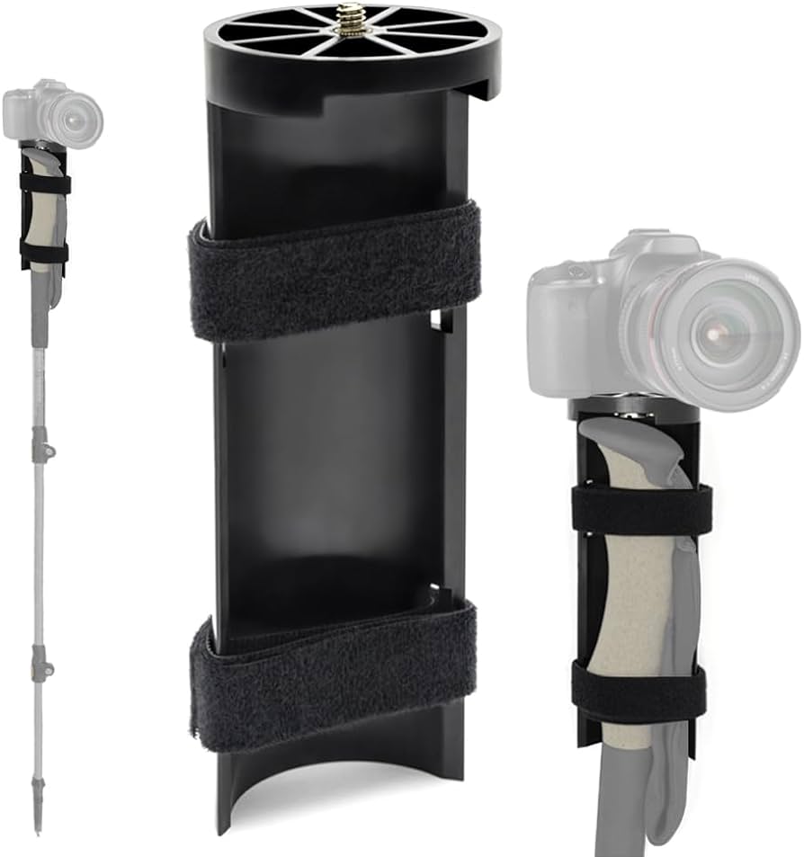 walking pole with camera mount：trekking stick equipped with a camera holder