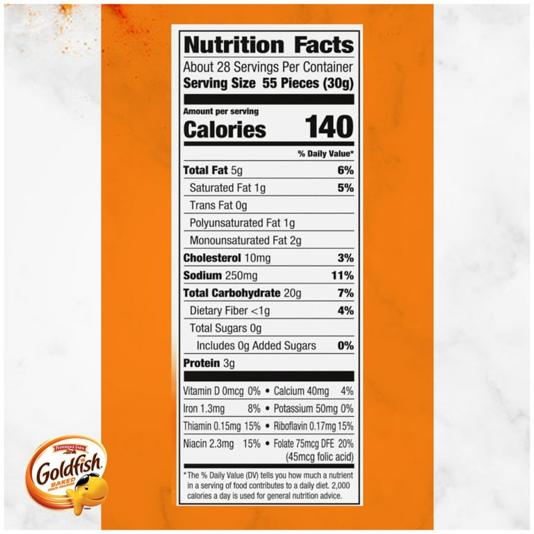 goldfish crackers nutrition label:goldfish crackers nutritional information